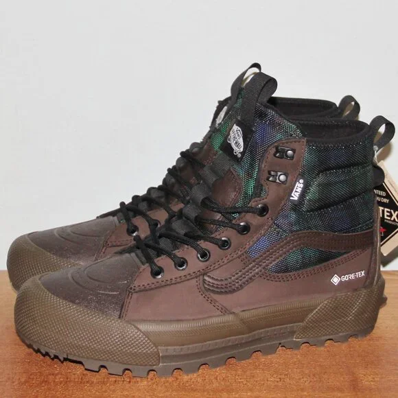 Vans Sk8-Hi Gore-Tex MTE-3 Insulated Plaid Boots Mens 8.5 Womens 10 Green Blue - Picture 2 of 7